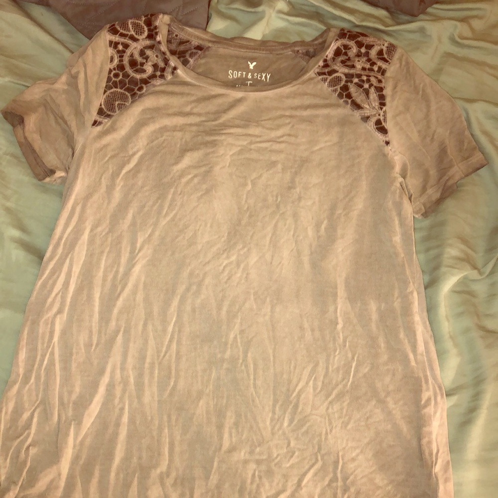 Grey/ green soft American eagle T-shirt
